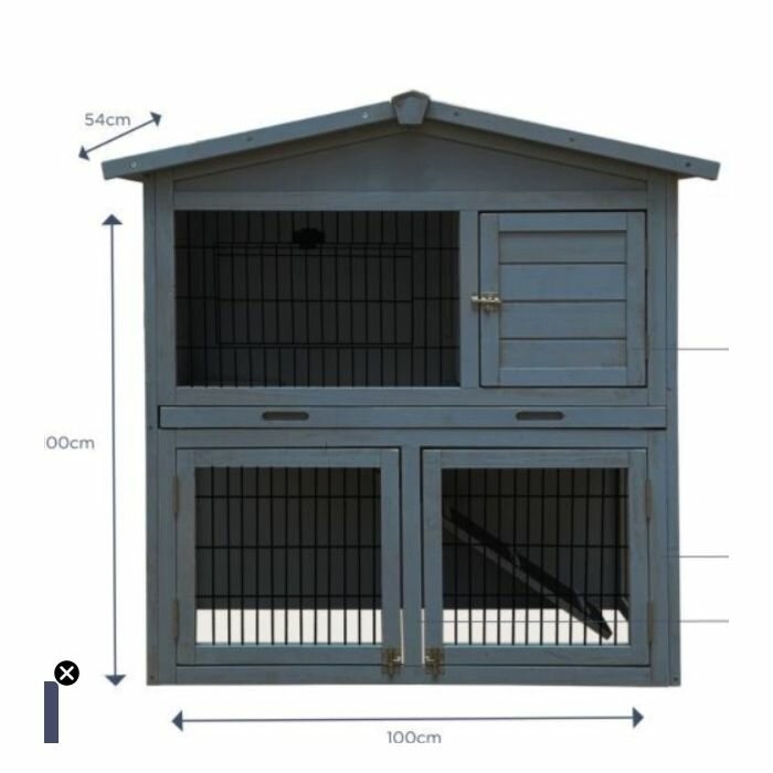 Konijnenhok Topmast Grey Washed &ndash; Houten Buitenhok met 2 Verdiepingen voor Konijnen &amp; Cavia's 101x55x100 cm