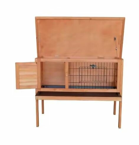 Konijnenhok Topmast Rex Hout &ndash; Buitenhok met Nachthok voor Konijn en Cavia 91x45x77 cm