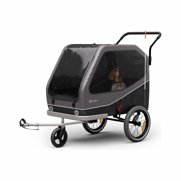 Hondenfietskar Topmast Maxi Buggy Antraciet &ndash; Inklapbare Fietsaanhanger met Joggerfunctie &amp; Zwenkwiel 324 Liter