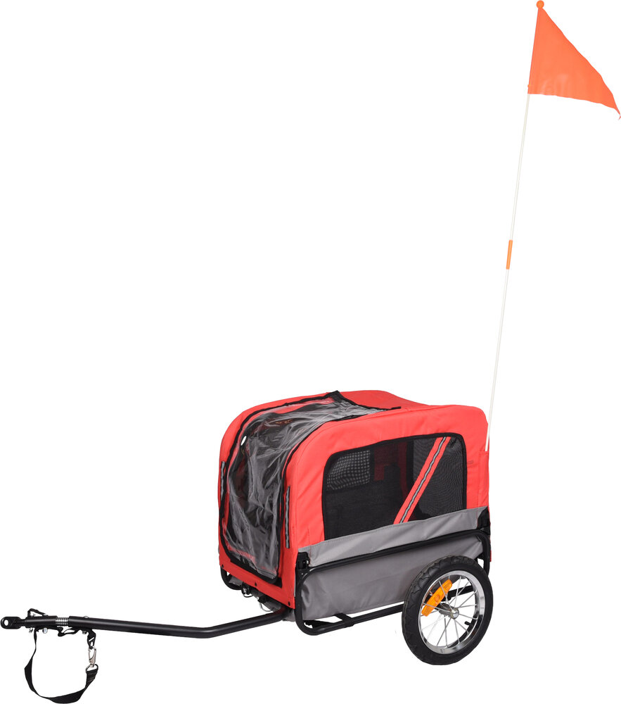 Hondenfietskar Flamingo Romero Rood/Grijs &ndash; Compacte Opvouwbare Fietskar voor Fiets &amp; E-bike 59,5x43x51 cm