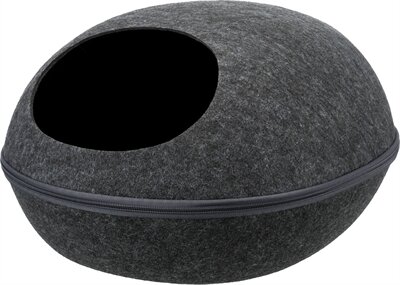 Kattenmand Trixie Relax Iglo Liva Antraciet &ndash; Knusse Vilten Kattenmand met Kussen 40x24x47 cm