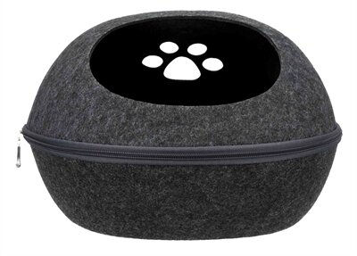 Kattenmand Trixie Relax Iglo Liva Antraciet &ndash; Knusse Vilten Kattenmand met Kussen 40x24x47 cm