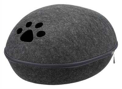 Kattenmand Trixie Relax Iglo Liva Antraciet &ndash; Knusse Vilten Kattenmand met Kussen 40x24x47 cm