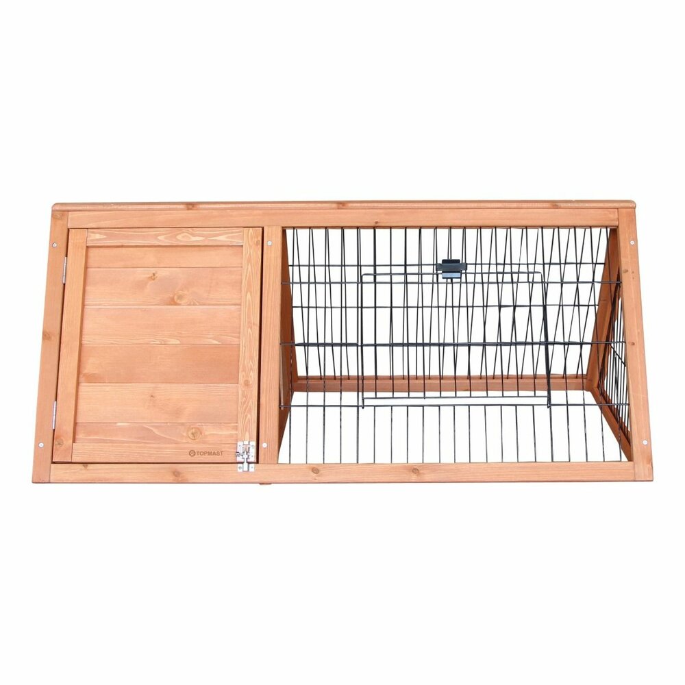 Konijnenren Topmast Fluffy Fields Hout &ndash; Buitenren met Nachthok &amp; Stevig Gaas 100x49x41 cm