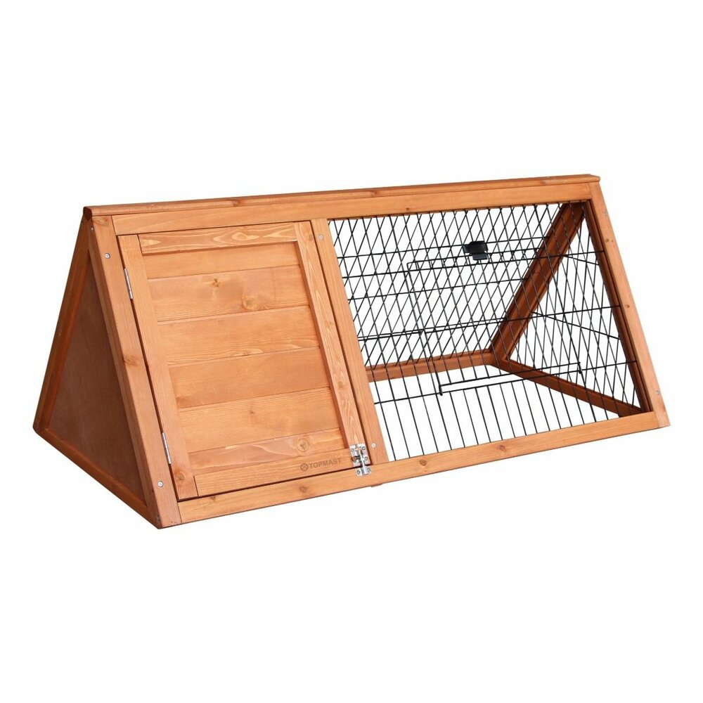 Konijnenren Topmast Fluffy Fields Hout &ndash; Buitenren met Nachthok &amp; Stevig Gaas 100x49x41 cm