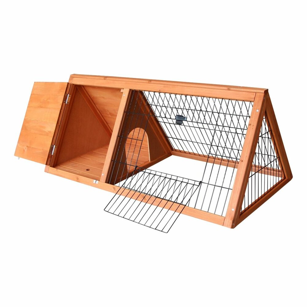Konijnenren Topmast Fluffy Fields Hout &ndash; Buitenren met Nachthok &amp; Stevig Gaas 100x49x41 cm