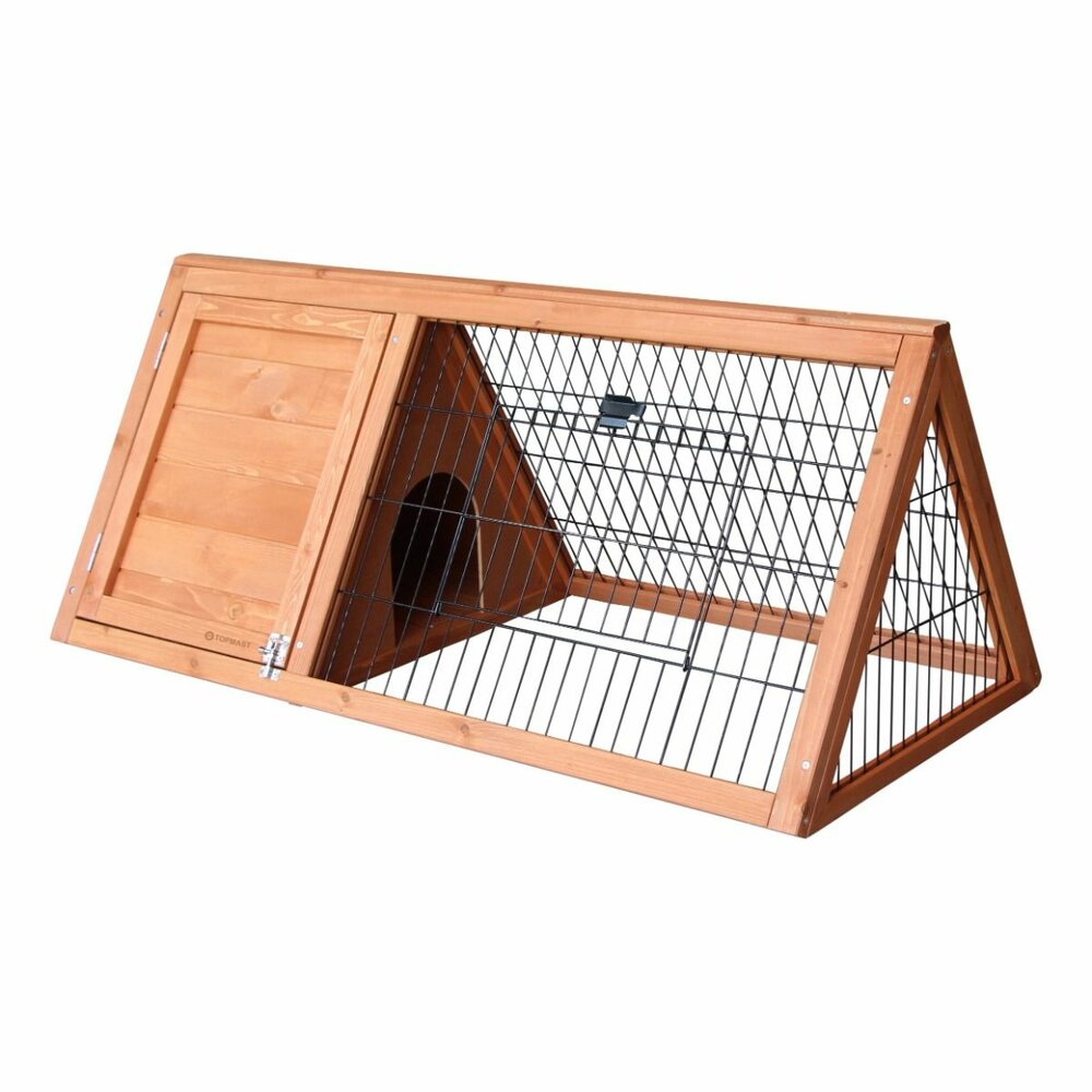 Konijnenren Topmast Fluffy Fields Hout &ndash; Buitenren met Nachthok &amp; Stevig Gaas 100x49x41 cm