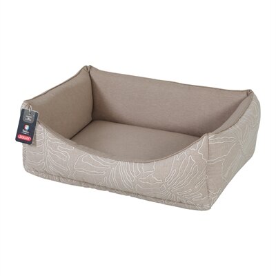 Hondenmand Zolux Naya Taupe &ndash; Zachte Gewatteerde Hondensofa met Bladprint &ndash; 3 Maten: 45 / 55 / 65 cm