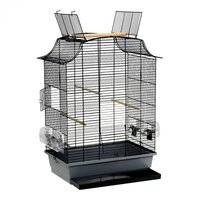 Vogelkooi Greta Cabrio &ndash; Grijs/Zwarte Binnenkooi voor Parkieten en Kanaries