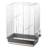 Vogelkooi Inter-Zoo Nina Grijs/Chroom &ndash; Parkietenkooi met chromen tralies 54x34x75 cm