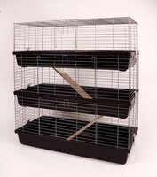 Konijnenkooi Skyline Rabbit 120 Triple Antraciet &ndash; Ruime Konijnen- &amp; Caviakooi met 3 Verdiepingen 120x60x156 cm