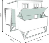 Houten Kippenhok Cosmo Cottage Grijs &ndash; Flamingo Buitenhok met Ren voor 2-3 Kippen