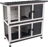 Konijnenhok Combi 1 Rustic Grijs &ndash; Compact buitenhok met verdieping