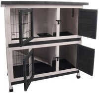 Konijnenhok Combi 1 Rustic Grijs &ndash; Compact buitenhok met verdieping