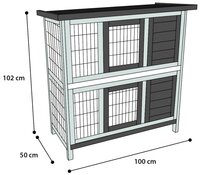 Konijnenhok Combi 1 Rustic Grijs &ndash; Compact buitenhok met verdieping