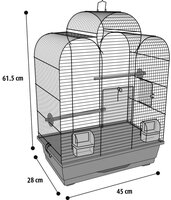 Vogelkooi Flamingo Dara Koper/Zwart &ndash; Parkietenkooi met koperen tralies 45x28x61,5 cm