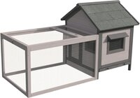 Konijnenhok Grace Cottage Grijs &ndash; Houten buitenhok met ren en nachthok
