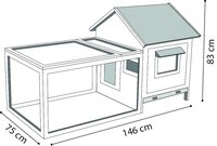 Konijnenhok Grace Cottage Grijs &ndash; Houten buitenhok met ren en nachthok