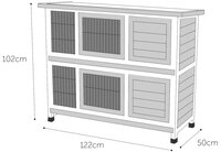 Konijnenhok Flamingo Combi 2 Urban &ndash; Dubbel Houten Buitenhok met 2 Afsluitbare Verdiepingen voor Konijnen 122x50x102 cm