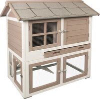 Konijnenhok Flamingo Snug Urban Bruin &ndash; Houten Buitenhok met Groot Nachthok &amp; Ren voor Konijnen 98x64x102 cm