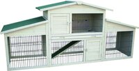 Konijnenhok Flamingo Villa Scandic Grijs &ndash; Groot Houten Buitenhok met Meerdere Niveaus voor Konijnen 222x57,5x100 cm