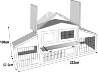 Konijnenhok Flamingo Villa Scandic Grijs &ndash; Groot Houten Buitenhok met Meerdere Niveaus voor Konijnen 222x57,5x100 cm