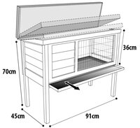 Konijnenhok Bugs Cottage Grijs &ndash; Houten buitenhok met nachthok en ren