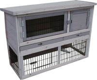 Konijnenhok Loft Cottage Grijs &ndash; Stijlvol buitenhok met ren