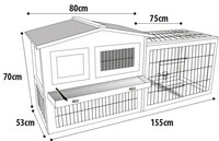 Konijnenhok Sunshine Classic Bruin &ndash; Houten buitenhok met ren en 2 verdiepingen