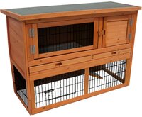 Konijnenhok Loft Classic Bruin &ndash; Klassiek houten buitenhok met ren