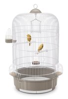 Vogelkooi Imac Luna Taupe/Wit &ndash; Ronde Kanariekooi met Hoge Onderbak 64x40x40 cm