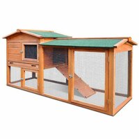 Konijnenhok Topmast Landscape &ndash; Houten Buitenhok met Ren &amp; Overdekt Nachthok voor Konijnen 115x78x113 cm