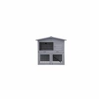 Konijnenhok Topmast Grey Washed &ndash; Houten Buitenhok met 2 Verdiepingen voor Konijnen &amp; Cavia's 101x55x100 cm