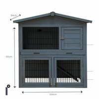 Konijnenhok Topmast Grey Washed &ndash; Houten Buitenhok met 2 Verdiepingen voor Konijnen &amp; Cavia's 101x55x100 cm