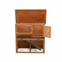 Konijnenhok Topmast Loft Hout Gebeitst &ndash; Buitenhok met Uitschuifbare Lade voor Konijnen &amp; Cavia's 91x45x81 cm