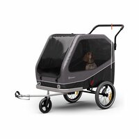 Hondenfietskar Topmast Maxi Buggy Antraciet &ndash; Inklapbare Fietsaanhanger met Joggerfunctie &amp; Zwenkwiel 324 Liter
