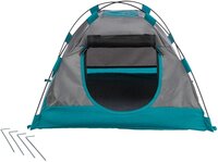 Hondentent Trixie Donkergrijs/Petrol &ndash; Hondentent met Ventilatiegaas &amp; Slipvaste Ligmat &ndash; 3 Maten: 47x47x34 / 80x65x63 / 110x80x75 cm