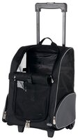 Reismand Trolley Trixie Zwart/Grijs &ndash; Hondentrolley &amp; Rugtas in &eacute;&eacute;n voor Kleine Hond &amp; Kat tot 8 kg 36x27x50 cm