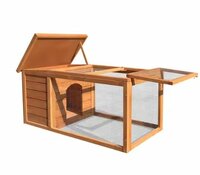 Konijnenhok Topmast Hout met Uitloopren Oranje/Groen &ndash; Konijnenhok &amp; Caviahok met Asfaltdak voor Binnen en Buiten 100x55x48 cm