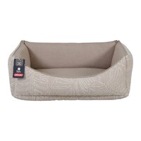 Hondenmand Zolux Naya Taupe &ndash; Zachte Gewatteerde Hondensofa met Bladprint &ndash; 3 Maten: 45 / 55 / 65 cm