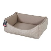 Hondenmand Zolux Naya Taupe &ndash; Zachte Gewatteerde Hondensofa met Bladprint &ndash; 3 Maten: 45 / 55 / 65 cm