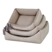 Hondenmand Zolux Naya Taupe &ndash; Zachte Gewatteerde Hondensofa met Bladprint &ndash; 3 Maten: 45 / 55 / 65 cm