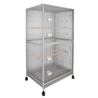 Kamervoli&egrave;re Duvo+ Loft Daisy Licht/Grijs &ndash; Ruime Verrijdbare Voli&egrave;re voor Parkieten &amp; Vinken 100x76x182 cm