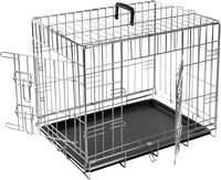 Hondenbench Flamingo Keo Zilver Maat S &ndash; Opvouwbare Gegalvaniseerde Draadbench met 2 Deuren &amp; Handvat 63x43x49 cm