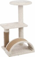 Krabpaal Flamingo Sora Beige/Naturel &ndash; Compacte Krabpaal met Jute Krabmat, Ligplateaus &amp; Rubberen Massageborstel 36,5x35x65 cm