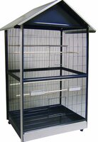 Voli&egrave;re Flamingo Sinai Blauw/Grijs &ndash; Grote Metalen Voli&egrave;re met 4 Schuifdeuren, Wielen &amp; Uitschuifbare Lade 100x76x202 cm