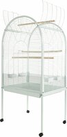 Papegaaienkooi Flamingo Polly Wit &ndash; Ruime Papegaaienkooi met Open Dak, 4 Wielen &amp; Uitschuifbare Lade 77,5x60x155,5 cm