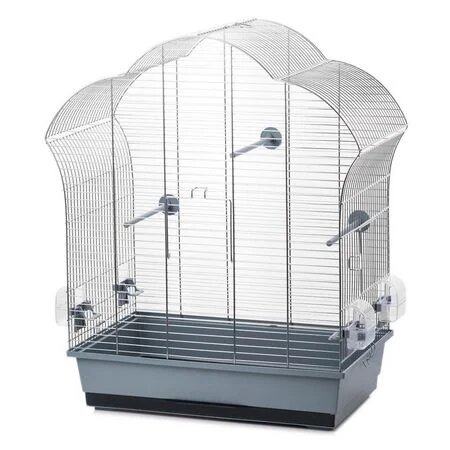 Vogelkooi Inter-Zoo Laura 3 Grijs/Chroom &ndash; Parkietenkooi met chromen tralies 60x34x71 cm