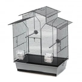 Vogelkooi Duvo+ Iza 2 &ndash; Grijs/Zwarte Binnenkooi voor Parkieten en Kanaries