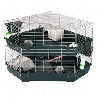 Konijnenkooi Strong rabbit hoek dubbel zwart/chroom